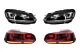 RHD Farovi Chrome s Stop Svjetla Full LED za VW Golf 6 VI (2008-2013) LED Flowing Žmigavci R20 U-look
